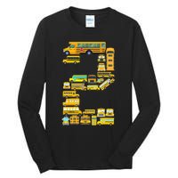 2 Year Old 2nd Birthday School Bus Theme Kids Party Tall Long Sleeve T-Shirt