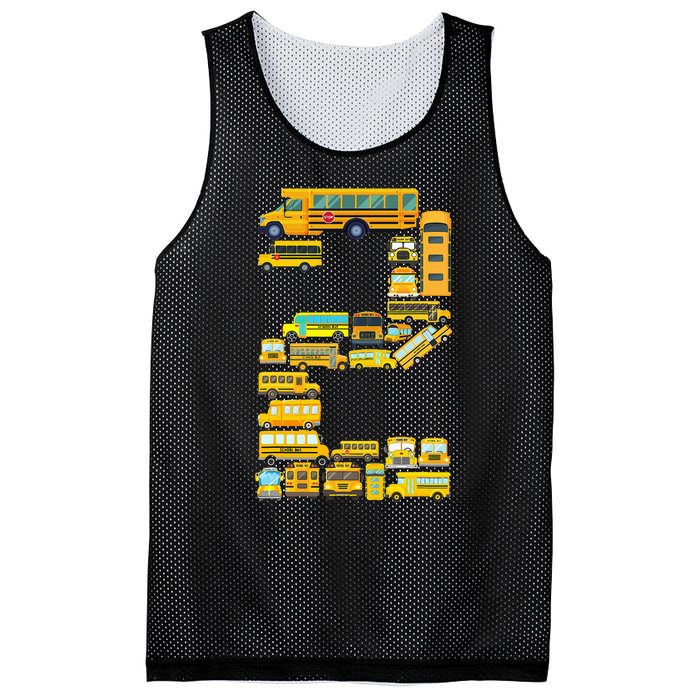 2 Year Old 2nd Birthday School Bus Theme Kids Party Mesh Reversible Basketball Jersey Tank