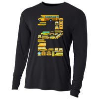 2 Year Old 2nd Birthday School Bus Theme Kids Party Cooling Performance Long Sleeve Crew