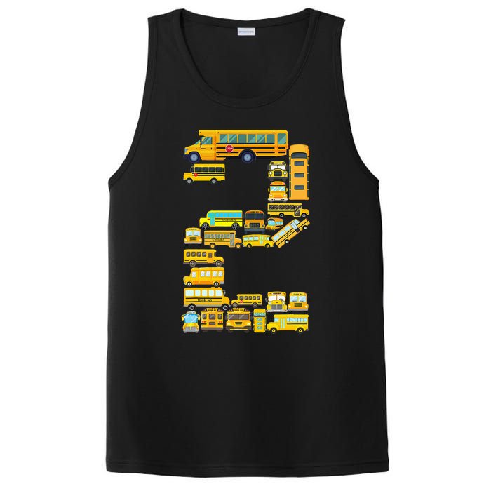 2 Year Old 2nd Birthday School Bus Theme Kids Party PosiCharge Competitor Tank