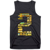 2 Year Old 2nd Birthday School Bus Theme Kids Party Tank Top