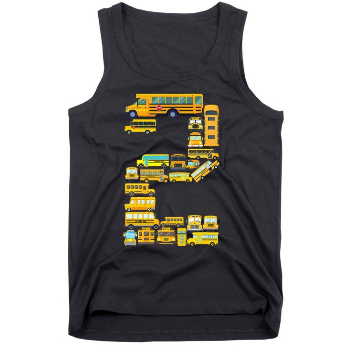 2 Year Old 2nd Birthday School Bus Theme Kids Party Tank Top