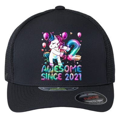 2 Years Old Unicorn Flossing 2nd Birthday Girl Unicorn Party Flexfit Unipanel Trucker Cap