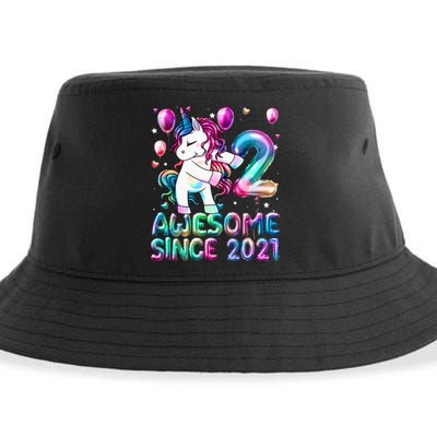 2 Years Old Unicorn Flossing 2nd Birthday Girl Unicorn Party Sustainable Bucket Hat