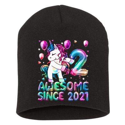 2 Years Old Unicorn Flossing 2nd Birthday Girl Unicorn Party Short Acrylic Beanie