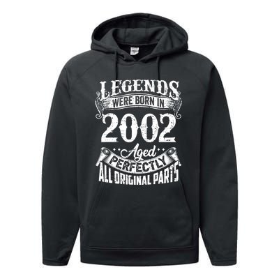 20 Years Old Vintage Legends Born In 2002 20th Birthday Performance Fleece Hoodie