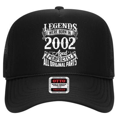 20 Years Old Vintage Legends Born In 2002 20th Birthday High Crown Mesh Back Trucker Hat