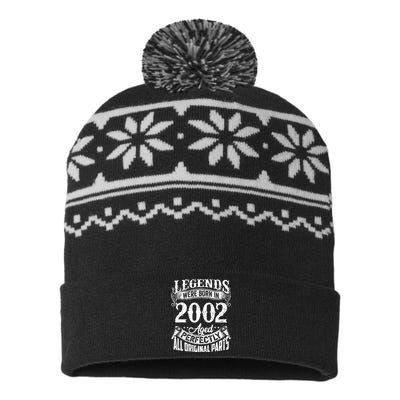 20 Years Old Vintage Legends Born In 2002 20th Birthday USA-Made Snowflake Beanie