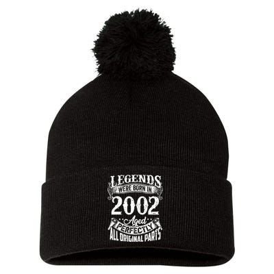 20 Years Old Vintage Legends Born In 2002 20th Birthday Pom Pom 12in Knit Beanie