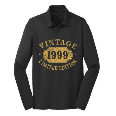 24 years old 24th Birthday Anniversary Best Limited 1999 Silk Touch Performance Long Sleeve Polo