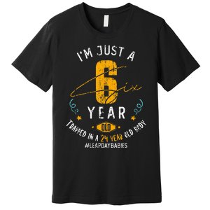 24 Years Old Leap Year Birthday 6 Funny Leap Day Premium T-Shirt