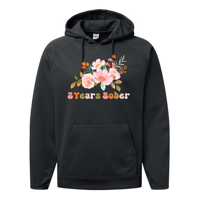 2 Years Sober Gift Sober Anniversary Gift Sobriety Gift Recovery Soberversary Performance Fleece Hoodie