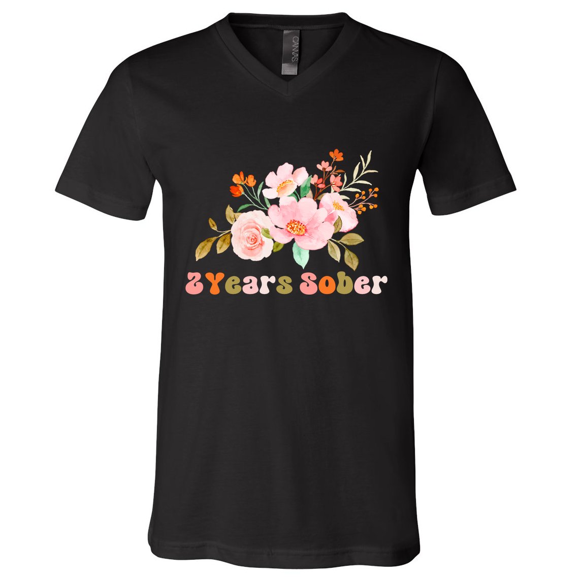 2 Years Sober Gift Sober Anniversary Gift Sobriety Gift Recovery Soberversary V-Neck T-Shirt