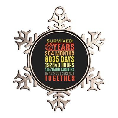 22 Years Wedding 22nd Marriage Anniversary Couple Matching Metallic Star Ornament