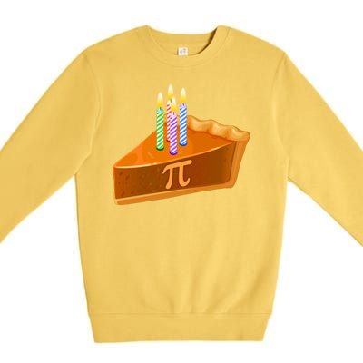 3.14 Happy Pi Day March 14 Birthday Slice Of Pie Premium Crewneck Sweatshirt