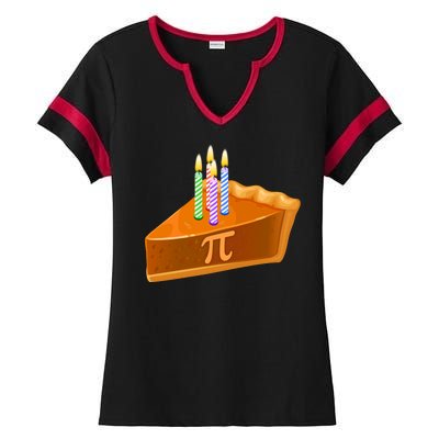 3.14 Happy Pi Day March 14 Birthday Slice Of Pie Ladies Halftime Notch Neck Tee