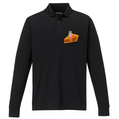 3.14 Happy Pi Day March 14 Birthday Slice Of Pie Performance Long Sleeve Polo