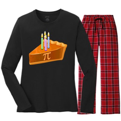 3.14 Happy Pi Day March 14 Birthday Slice Of Pie Women's Long Sleeve Flannel Pajama Set 