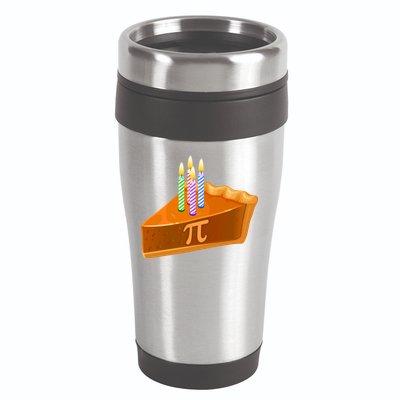 3.14 Happy Pi Day March 14 Birthday Slice Of Pie 16oz Travel Tumbler