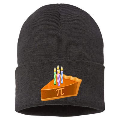 3.14 Happy Pi Day March 14 Birthday Slice Of Pie Sustainable Knit Beanie