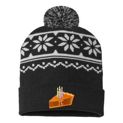 3.14 Happy Pi Day March 14 Birthday Slice Of Pie USA-Made Snowflake Beanie