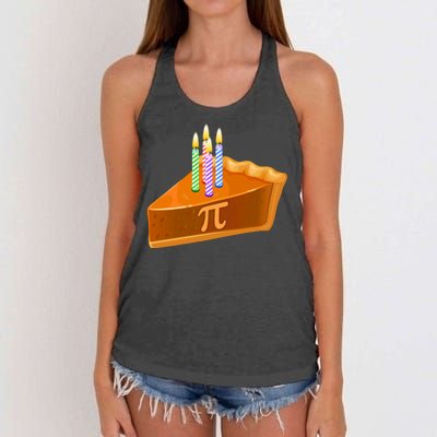 3.14 Happy Pi Day March 14 Birthday Slice Of Pie Women's Knotted Racerback Tank