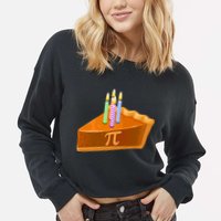 3.14 Happy Pi Day March 14 Birthday Slice Of Pie Cropped Pullover Crew