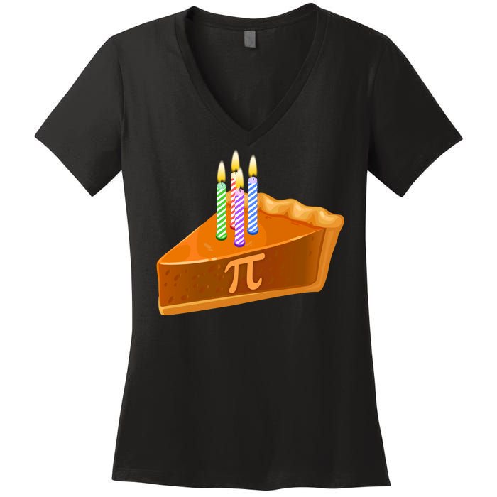 3.14 Happy Pi Day March 14 Birthday Slice Of Pie Women's V-Neck T-Shirt