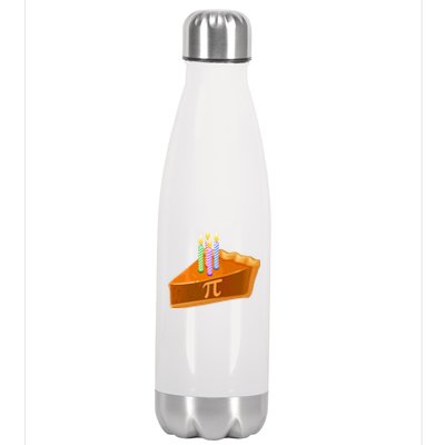 3.14 Happy Pi Day March 14 Birthday Slice Of Pie Stainless Steel Insulated Water Bottle