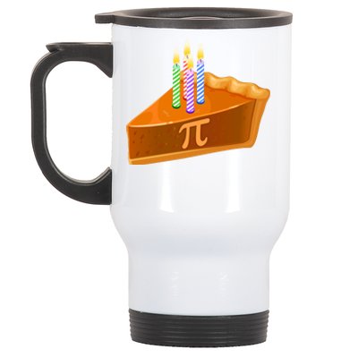 3.14 Happy Pi Day March 14 Birthday Slice Of Pie Stainless Steel Travel Mug