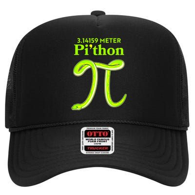 3.14 Meter Pi'thon Python Snake Pi Day March 14 High Crown Mesh Back Trucker Hat