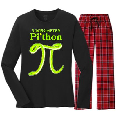 3.14 Meter Pi'thon Python Snake Pi Day March 14 Women's Long Sleeve Flannel Pajama Set 