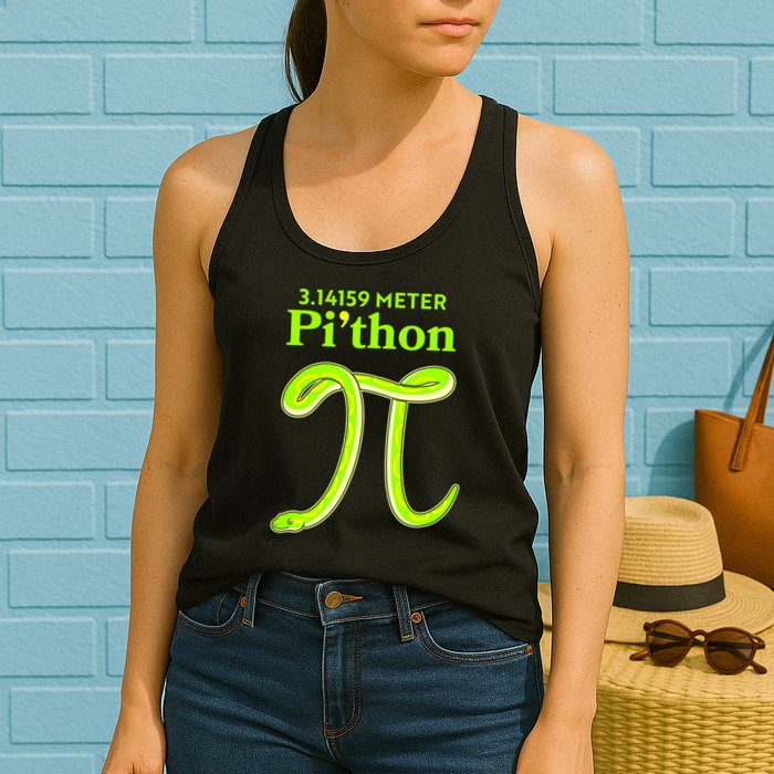 3.14 Meter Pi'thon Python Snake Pi Day March 14 Women's Racerback Tank