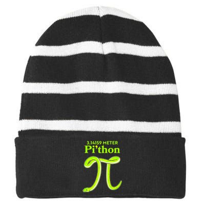 3.14 Meter Pi'thon Python Snake Pi Day March 14 Striped Beanie with Solid Band