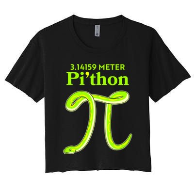3.14 Meter Pi'thon Python Snake Pi Day March 14 Women's Crop Top Tee