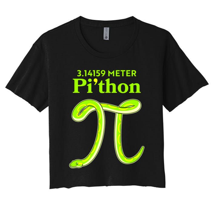 3.14 Meter Pi'thon Python Snake Pi Day March 14 Women's Crop Top Tee