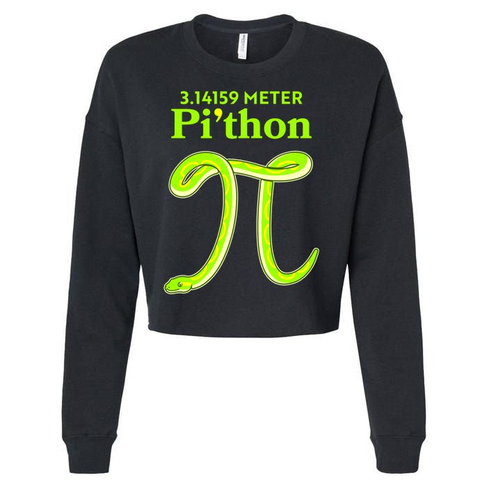 3.14 Meter Pi'thon Python Snake Pi Day March 14 Cropped Pullover Crew