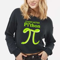 3.14 Meter Pi'thon Python Snake Pi Day March 14 Cropped Pullover Crew