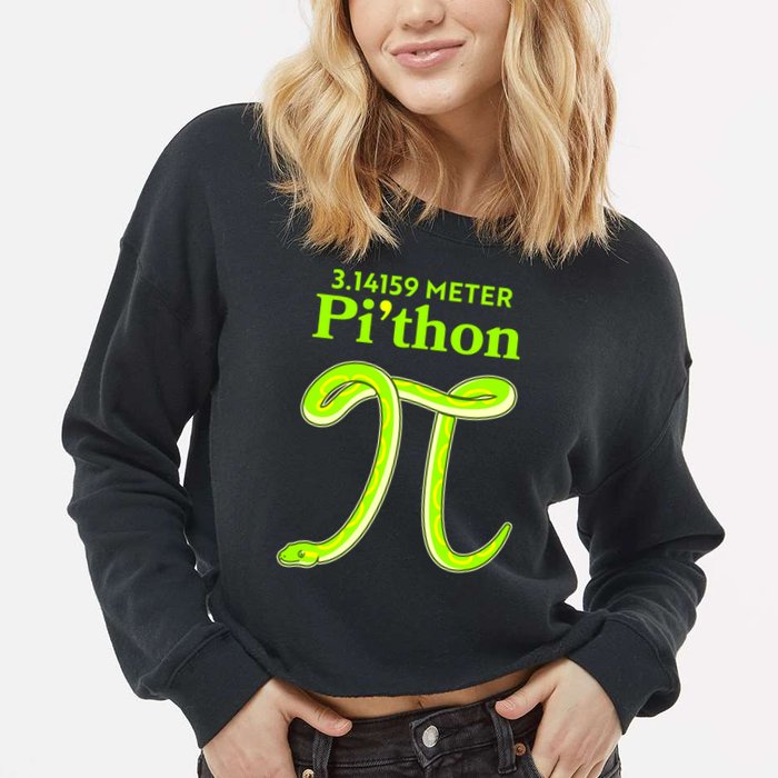 3.14 Meter Pi'thon Python Snake Pi Day March 14 Cropped Pullover Crew