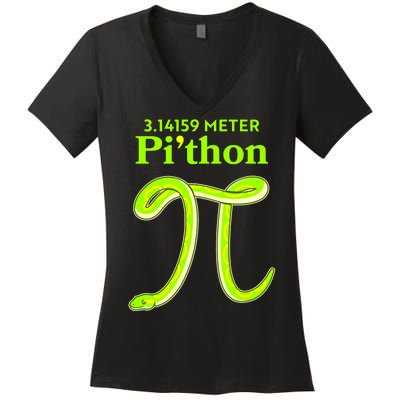 3.14 Meter Pi'thon Python Snake Pi Day March 14 Women's V-Neck T-Shirt