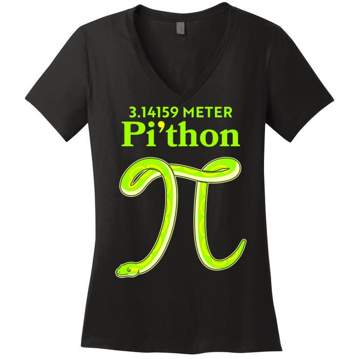 3.14 Meter Pi'thon Python Snake Pi Day March 14 Women's V-Neck T-Shirt