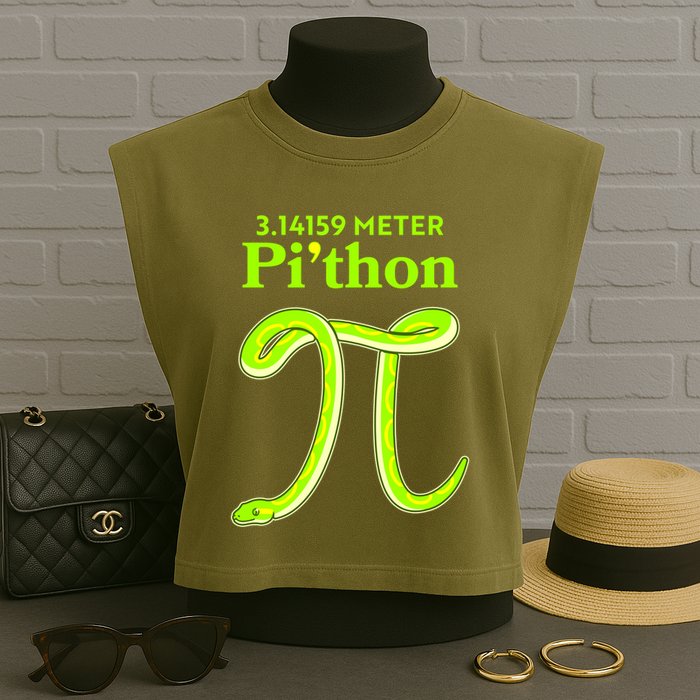 3.14 Meter Pi'thon Python Snake Pi Day March 14 Garment-Dyed Women's Muscle Tee