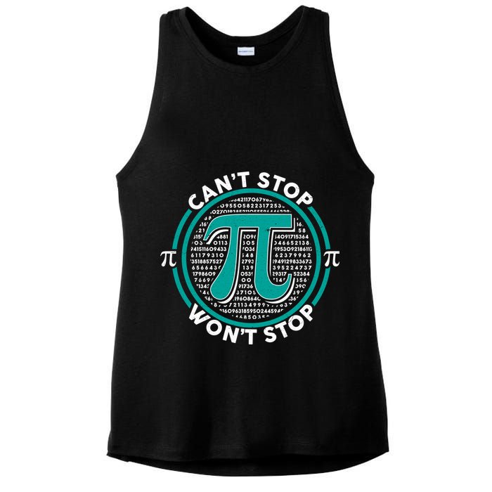 3.14 Pi Day Can't Stop Pi Won't Stop Ladies PosiCharge Tri-Blend Wicking Tank