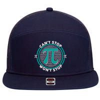 3.14 Pi Day Can't Stop Pi Won't Stop 7 Panel Mesh Trucker Snapback Hat