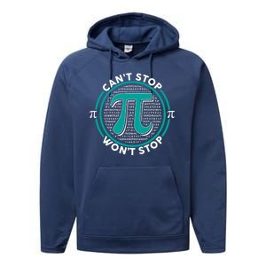 3.14 Pi Day Can't Stop Pi Won't Stop Performance Fleece Hoodie