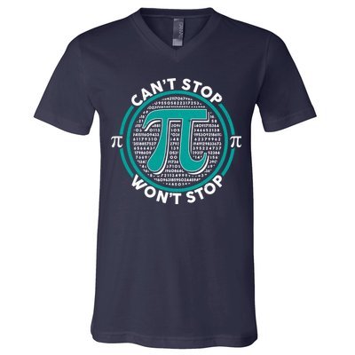 3.14 Pi Day Can't Stop Pi Won't Stop V-Neck T-Shirt
