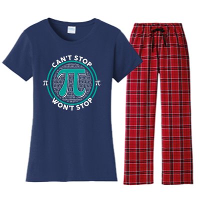 3.14 Pi Day Can't Stop Pi Won't Stop Women's Flannel Pajama Set