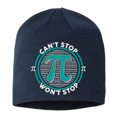 3.14 Pi Day Can't Stop Pi Won't Stop Sustainable Beanie