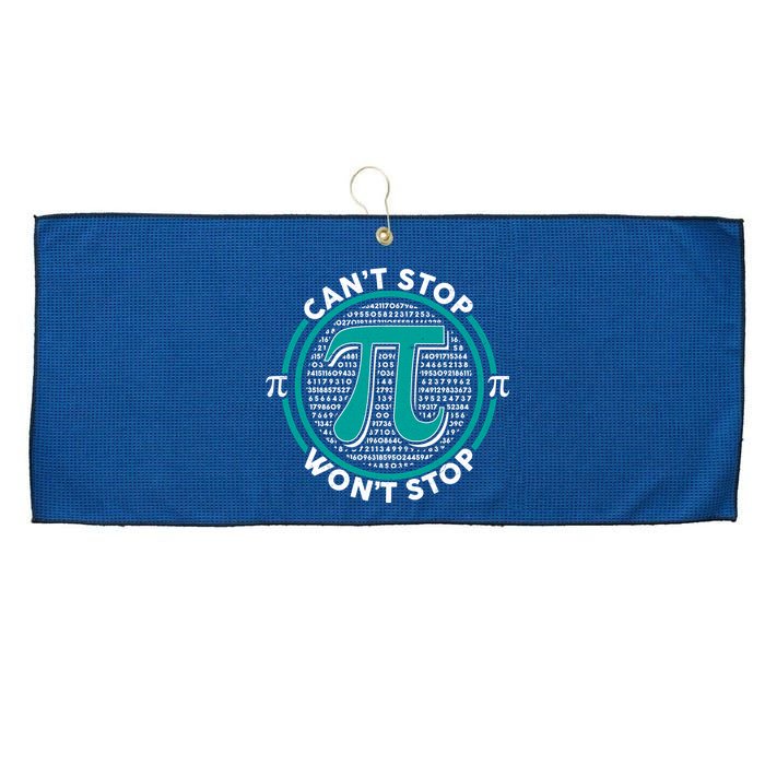 3.14 Pi Day Can't Stop Pi Won't Stop Large Microfiber Waffle Golf Towel