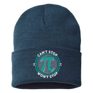 3.14 Pi Day Can't Stop Pi Won't Stop Sustainable Knit Beanie